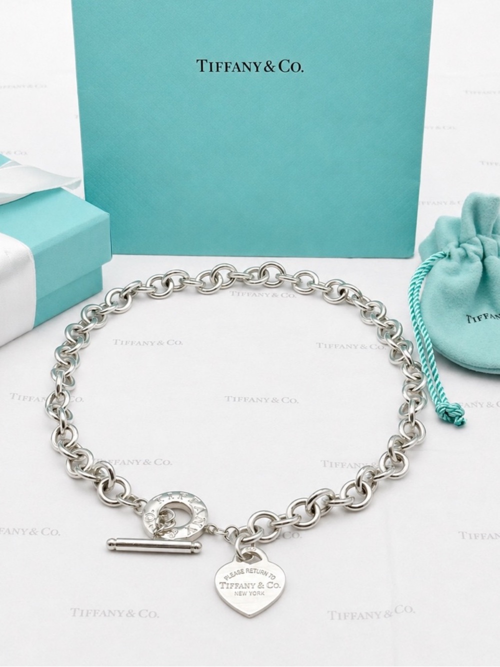 Tiffany & Co. 17.75” Return to Tiffany Heart Tag Toggle Necklace Sterling Silver - Picture 5 of 12